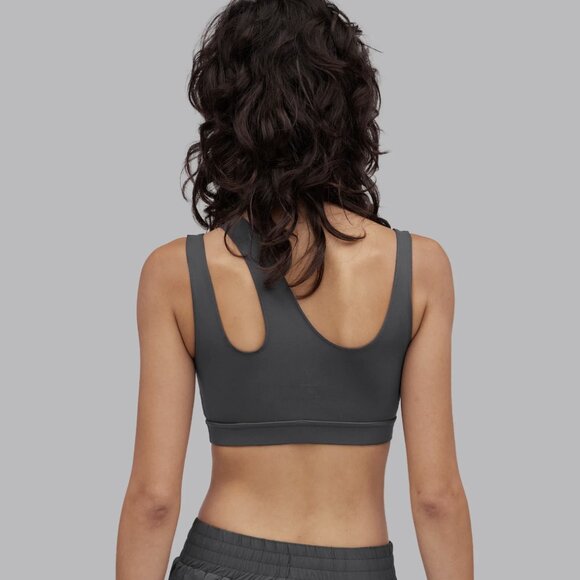 VEYND | V-Sculpt Asymmetric Light Support Sports Bra - Dark Gray - Picture 2 of 9